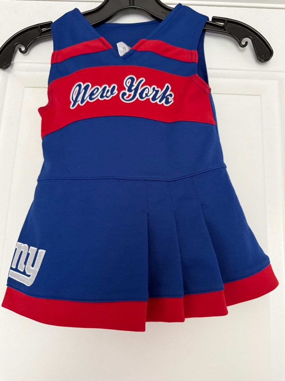 Girls' Blue Sleeveless Peplum Top with Red Hem